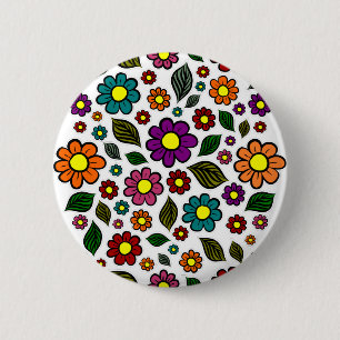 Chapa Redonda De 5 Cm Patrón Floral Colorido de la Naturaleza