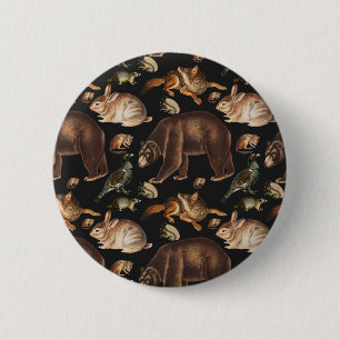 Chapa Redonda De 5 Cm Patrón floral de animales de bosque caprichoso
