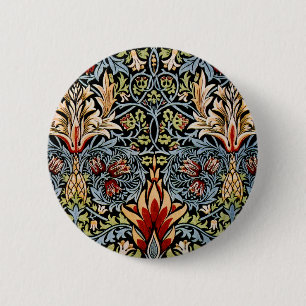 Chapa Redonda De 5 Cm Patrón floral de cabeza de serpiente de William Mo