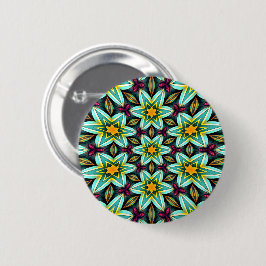 Chapa Redonda De 5 Cm Patrón floral de estrellas verdes