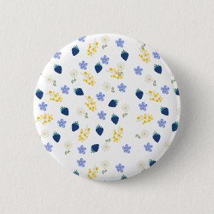 Chapa Redonda De 5 Cm Patrón floral de flor silvestre y zarzamora