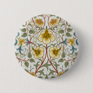 Chapa Redonda De 5 Cm Patrón floral de narciso de William Morris