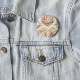 Chapa Redonda De 5 Cm Patrón floral de rosa vintage | Pastel elegante