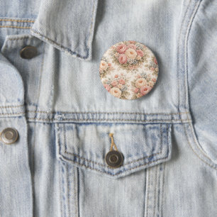 Chapa Redonda De 5 Cm Patrón floral de rosa vintage Pastel elegante