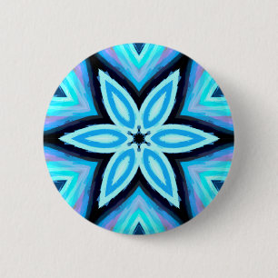 Chapa Redonda De 5 Cm Patrón Floral Pintado de Azul Negro