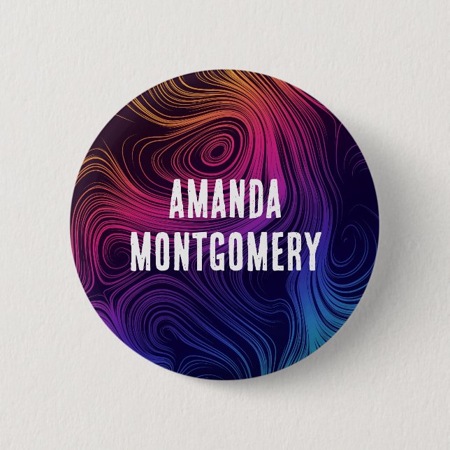 Chapa Redonda De 5 Cm Patrón Guay de 60 círculos de vibración y Swirls (Anverso)