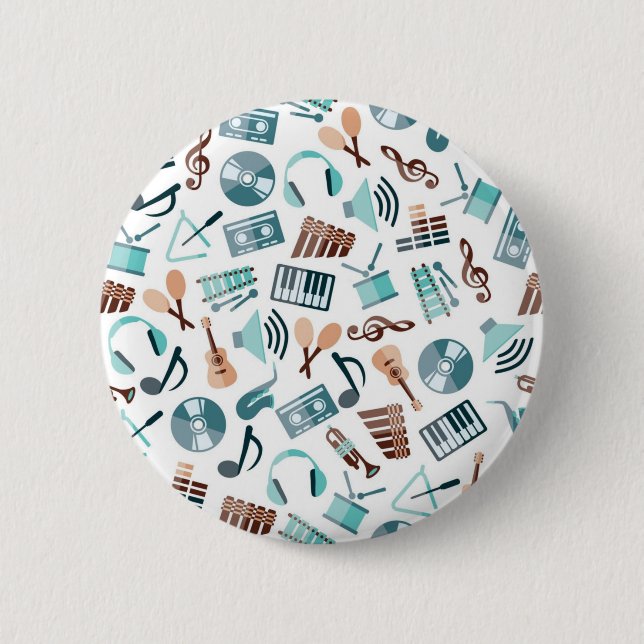 Chapa Redonda De 5 Cm Patrón musical (Anverso)