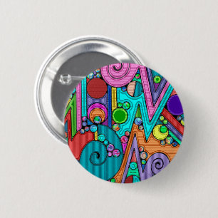 Chapa Redonda De 5 Cm Patrón Pintado A Mano Y Digitalmente Art. 12