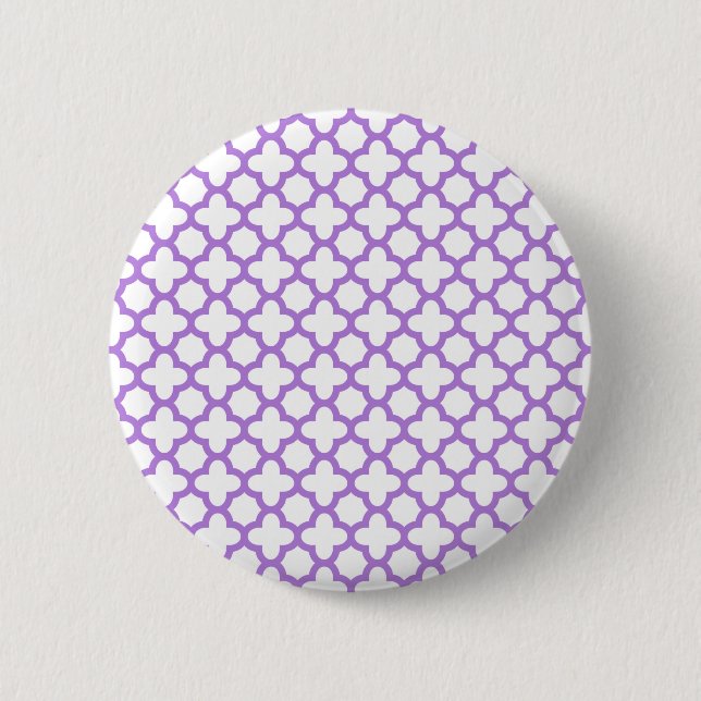 Chapa Redonda De 5 Cm Patrón Quatrefoil de Lavender (Anverso)