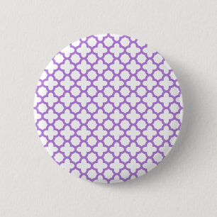 Chapa Redonda De 5 Cm Patrón Quatrefoil de Lavender