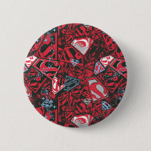 Chapa Redonda De 5 Cm Patrón rojo supergirl Stary