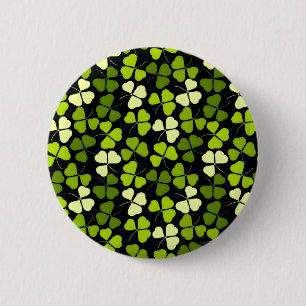 Chapa Redonda De 5 Cm Patrón Shamrock oscuro Verde y Negro