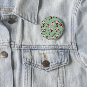 Chapa Redonda De 5 Cm Patrón sin foco con brotes de flores de los árbole
