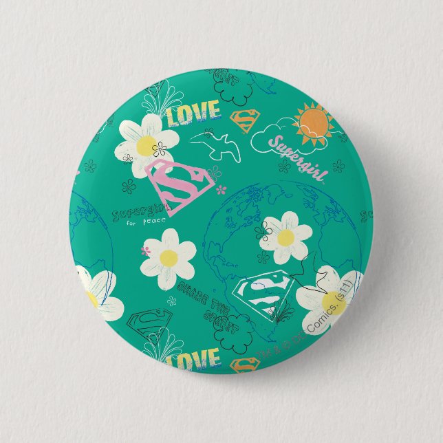 Chapa Redonda De 5 Cm Patrón Supergirl for Peace (Anverso)