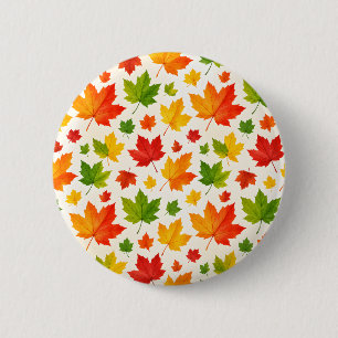 Chapa Redonda De 5 Cm Patrón vectorial continuo de hojas de otoño colori