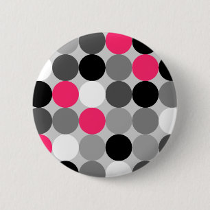 Chapa Redonda De 5 Cm Patrón vectorial de puntos blancos y negros de col