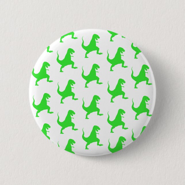 Chapa Redonda De 5 Cm Patrón verde t-rex (Anverso)