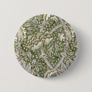 Chapa Redonda De 5 Cm : Patrón verde Windrush de William Morris: Vintage
