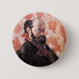 Chapa Redonda De 5 Cm Paul Cezanne - Autorretrato con fondo rosa