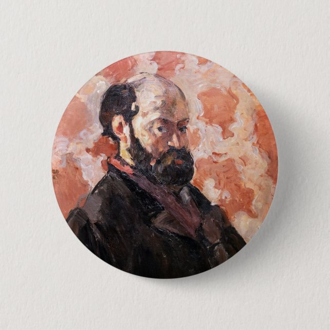 Chapa Redonda De 5 Cm Paul Cezanne - autorretrato de fondo rosa (Anverso)