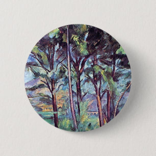 Chapa Redonda De 5 Cm Paul Cezanne - Pinos y Acueducto Arte Fino