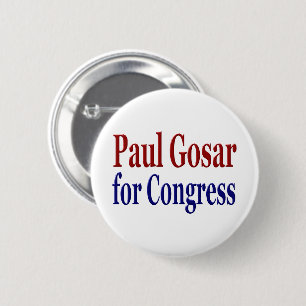 Chapa Redonda De 5 Cm Paul Gosar para el Congreso texto azul rojo