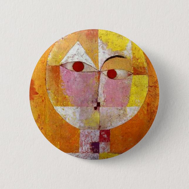 Chapa Redonda De 5 Cm Paul Klee Senecio Painting (Anverso)