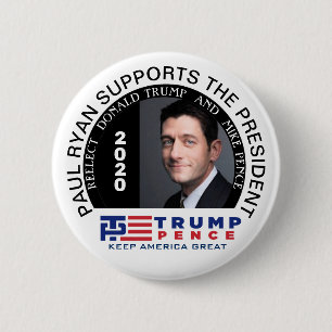 Chapa Redonda De 5 Cm Paul Ryan apoya a Trump Pence 2020