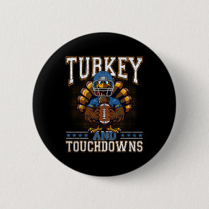 Chapa Redonda De 5 Cm Pavo de Acción de Gracias y Touchdowns Footbyll Ho