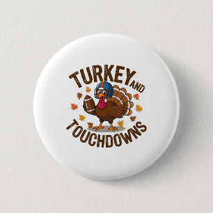 Chapa Redonda De 5 Cm Pavo de Acción de Gracias y touchdowns jugador de 