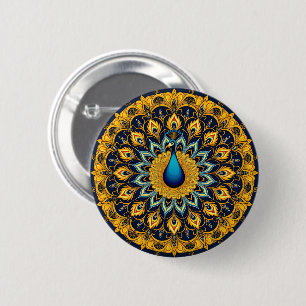Chapa Redonda De 5 Cm Pavo decorativo sobre blanco