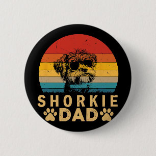 Chapa Redonda De 5 Cm Paw Print Día del Padre Vintage Cool Shorkie Papá