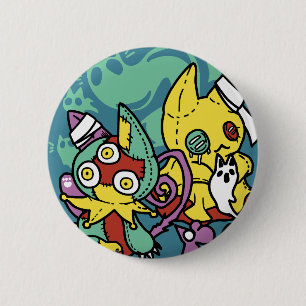 Chapa Redonda De 5 Cm Paw-sitivamente Espantoso   Gatos Monstruosos de H