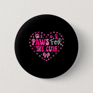 Chapa Redonda De 5 Cm Paws Para Cure Funny Cat Paw Cáncer De Mama Awar