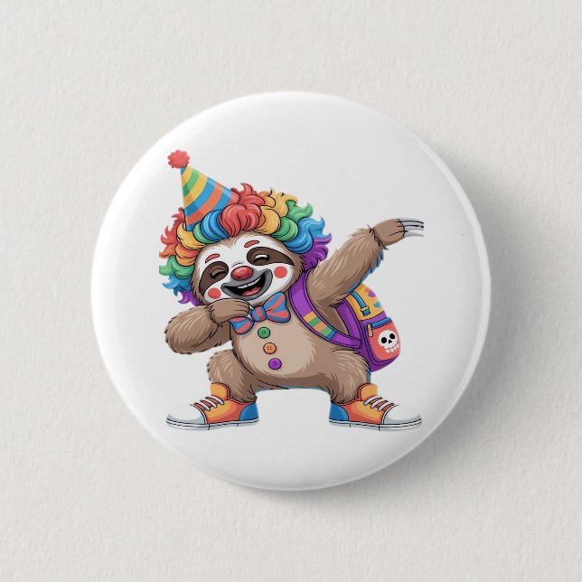 Chapa Redonda De 5 Cm Payaso bailarín Dabbing Spooky Halloween esloth Ov (Anverso)