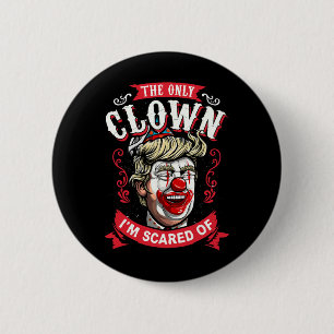 Chapa Redonda De 5 Cm Payaso gracioso contra Donald Trump en camiseta re