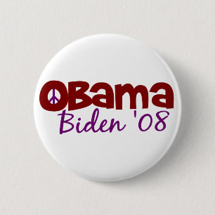 Chapa Redonda De 5 Cm Paz 2008 de Obama Biden