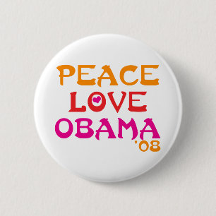 Chapa Redonda De 5 Cm Paz Amar a Obama