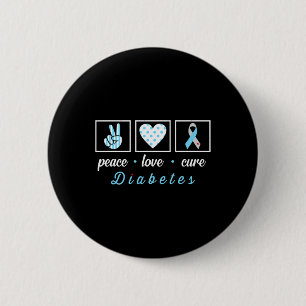 Chapa Redonda De 5 Cm Paz Amor Cura Cinta Azul Gris Tipo 1 Diabetes A