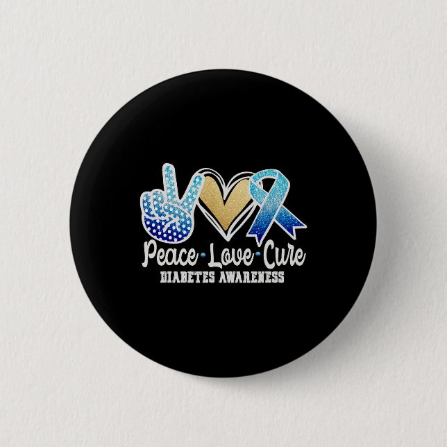 Chapa Redonda De 5 Cm Paz Amor Curar Diabetes Conciencia (Anverso)