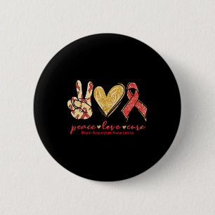 Chapa Redonda De 5 Cm Paz Amor Cure Burgundy Ribbon Aneurysm Awa