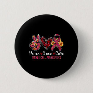 Chapa Redonda De 5 Cm Paz Amor Cure Burgundy Ribbon Sickle Cell Awaren