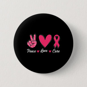 Chapa Redonda De 5 Cm Paz Amor Cure Corazón Cinta Rosa Cinta Cáncer de M
