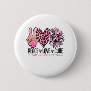 Chapa Redonda De 5 Cm Paz Amor Cure Cure Cáncer de Mama Cinta de Concien