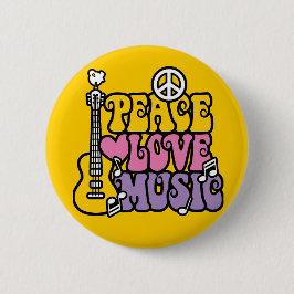 Chapa Redonda De 5 Cm Paz-Amor-Música