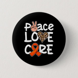 Chapa Redonda De 5 Cm Paz Cura de Amor Naranja Ribbon Leukemia Concienci