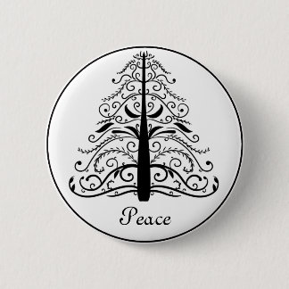 Chapa Redonda De 5 Cm Paz de árbol de Navidad