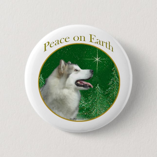 Chapa Redonda De 5 Cm Paz en Malamute (Anverso)