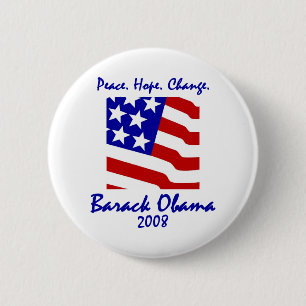 Chapa Redonda De 5 Cm Paz, esperanza, cambiar los botones de Obama