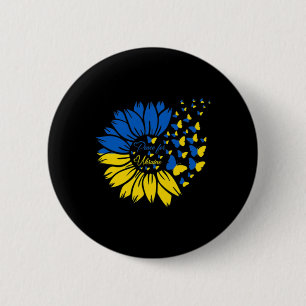 Chapa Redonda De 5 Cm Paz Para Ucrania La Mariposa Ucraniana Girasol